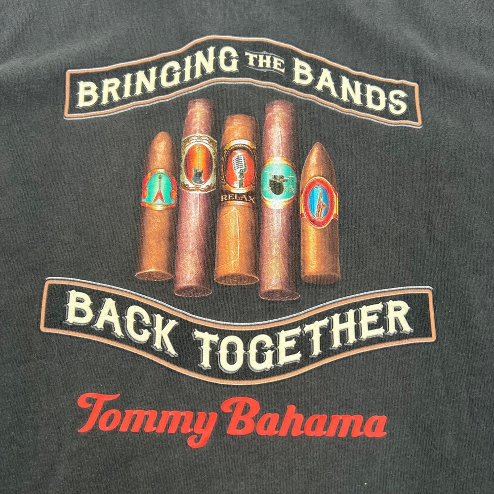 Tommy Bahama Relax Mens Medium Black Bringing the Bands Back Cigar Shirt - Picture 6 of 7